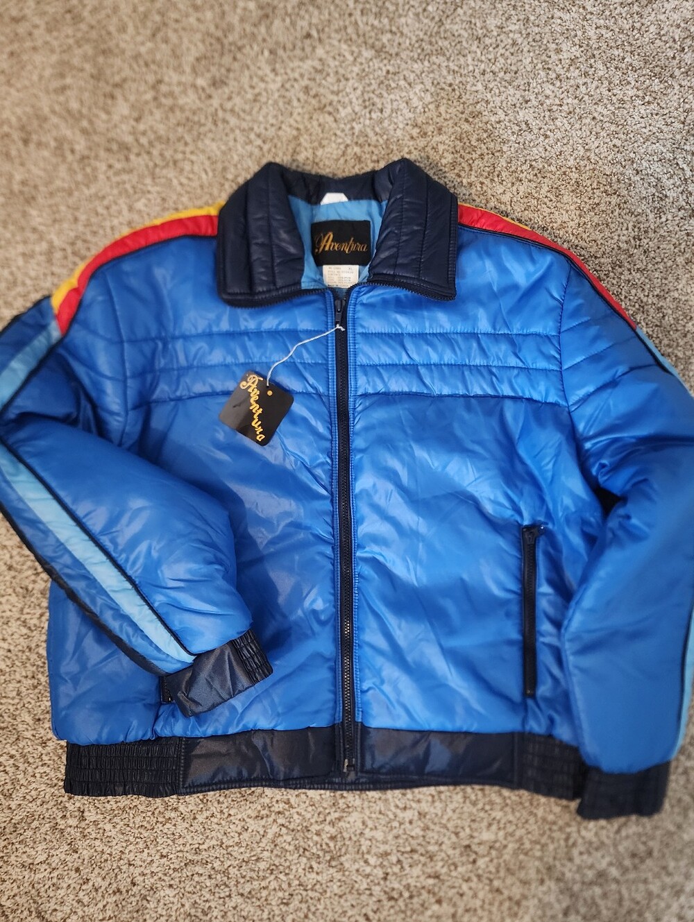 🌈 VTG 80's Aventura "Rainbow Rider" Puffer Jacket! Aviator Nation Vibe XL NWT ✨